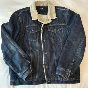 GAP Men's Dark Denim Sherpa Jacket